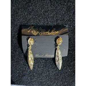 Vintage Signed Jewels By Park Lane Pierced Drop Earrings Gold Tone On Card J90